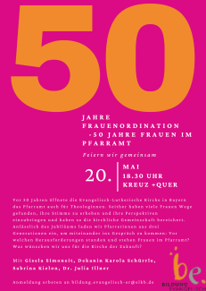 Poster zur Einladung anläßlich von 50 Jahren Frauenordination in Bayern