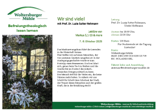 Einladung zur Tagung mit Prof. Dr. Luzia Sutter Rehmann in der Woltersburger Mühle