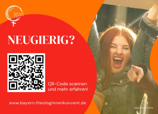 Rückseite der Postkarte "Einmischen" des Bayerischen Theologinnenkonvents