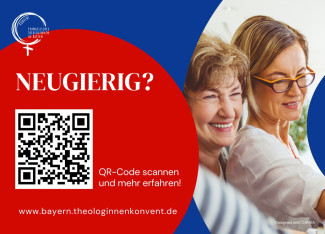 Rückseite der Postkarte "Glaubensschwestern" des Bayerischen Theologinnenkonvents