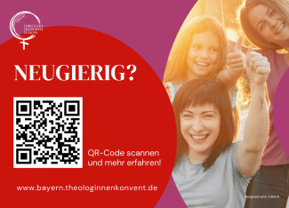 Rückseite der Postkarte "Rücken Stärken" des Bayerischen Theologinnenkonvents